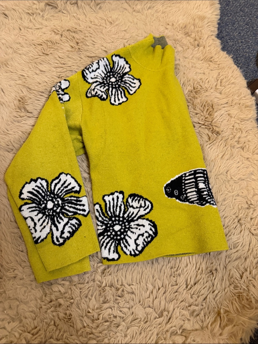 Yellow Butterfly & Floral Mock Neck Sweater - Picture 4 of 4
